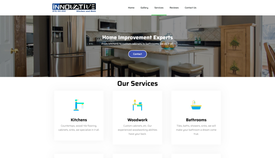 Innovative Kitchen & Bath website homepage screenshot, designed by Zoka Design